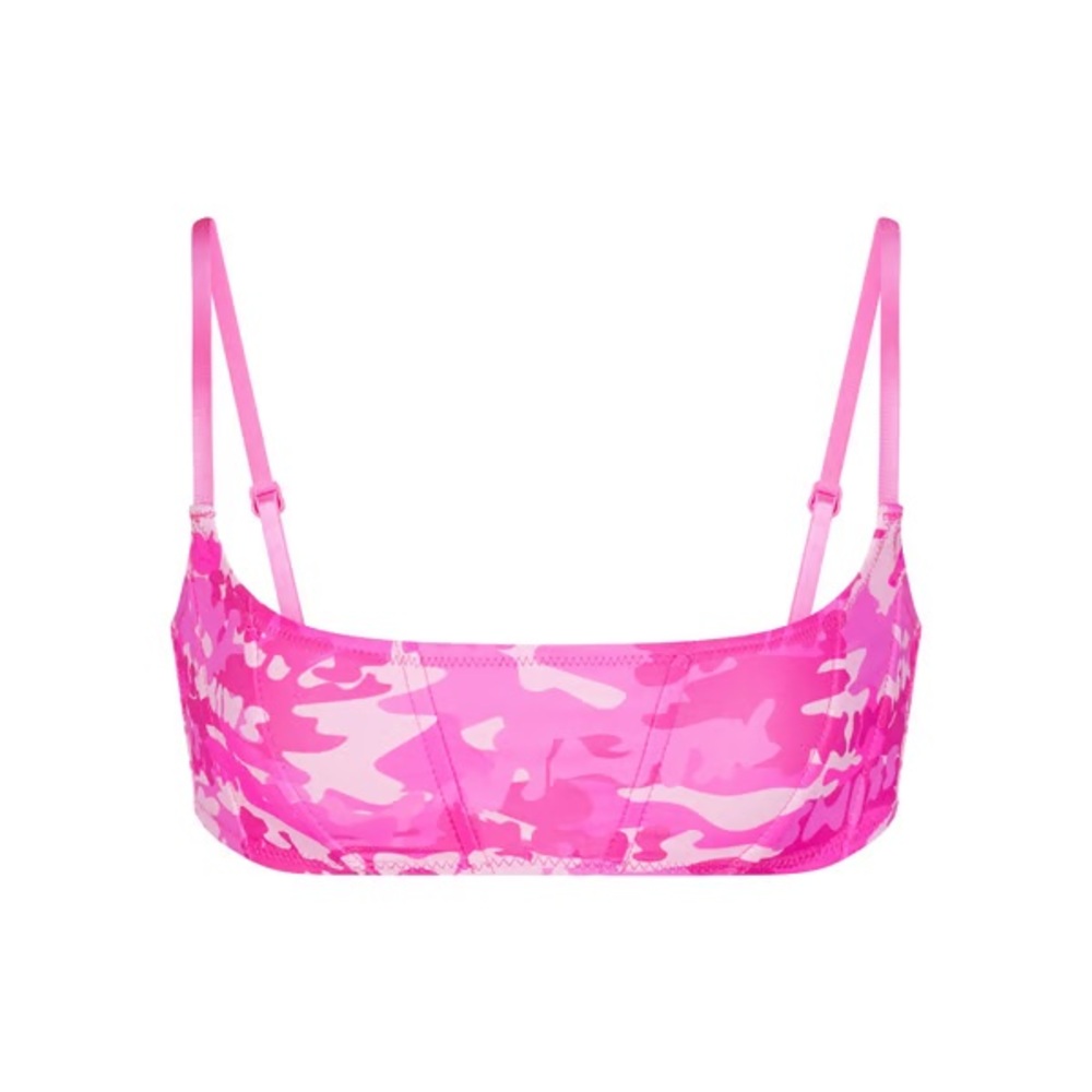 SKIMS Pink Camouflage Bikini Top
